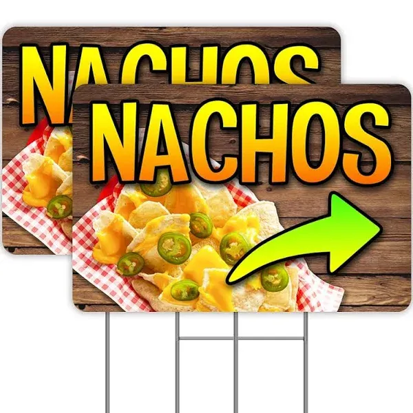 Vista Products Nachos (Arrow) 2 Pack Yard Signs 16" x 24" - Double-Sided Print ...