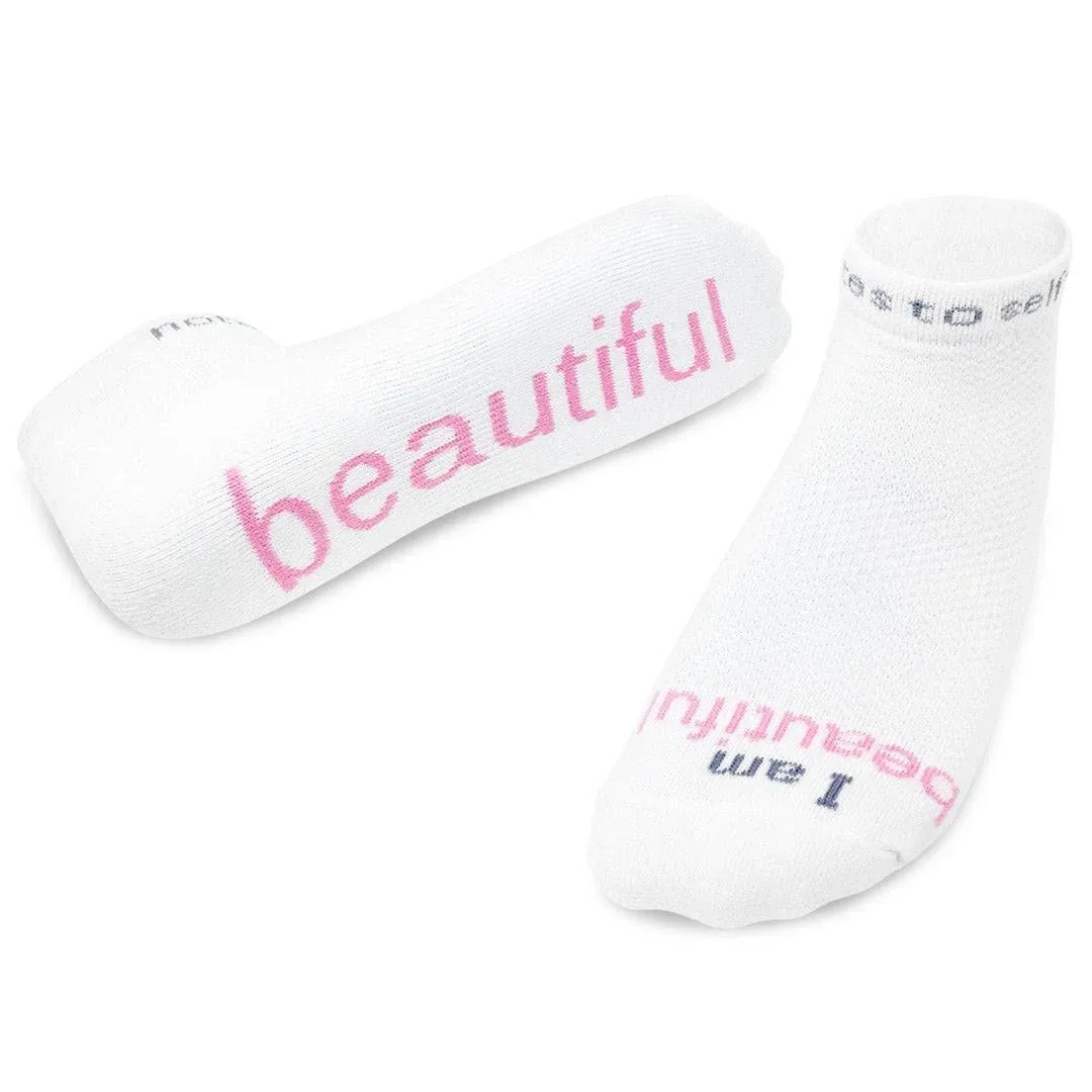 Notes to Self I Am Beautiful Low Cut Positive Affirmation Socks L