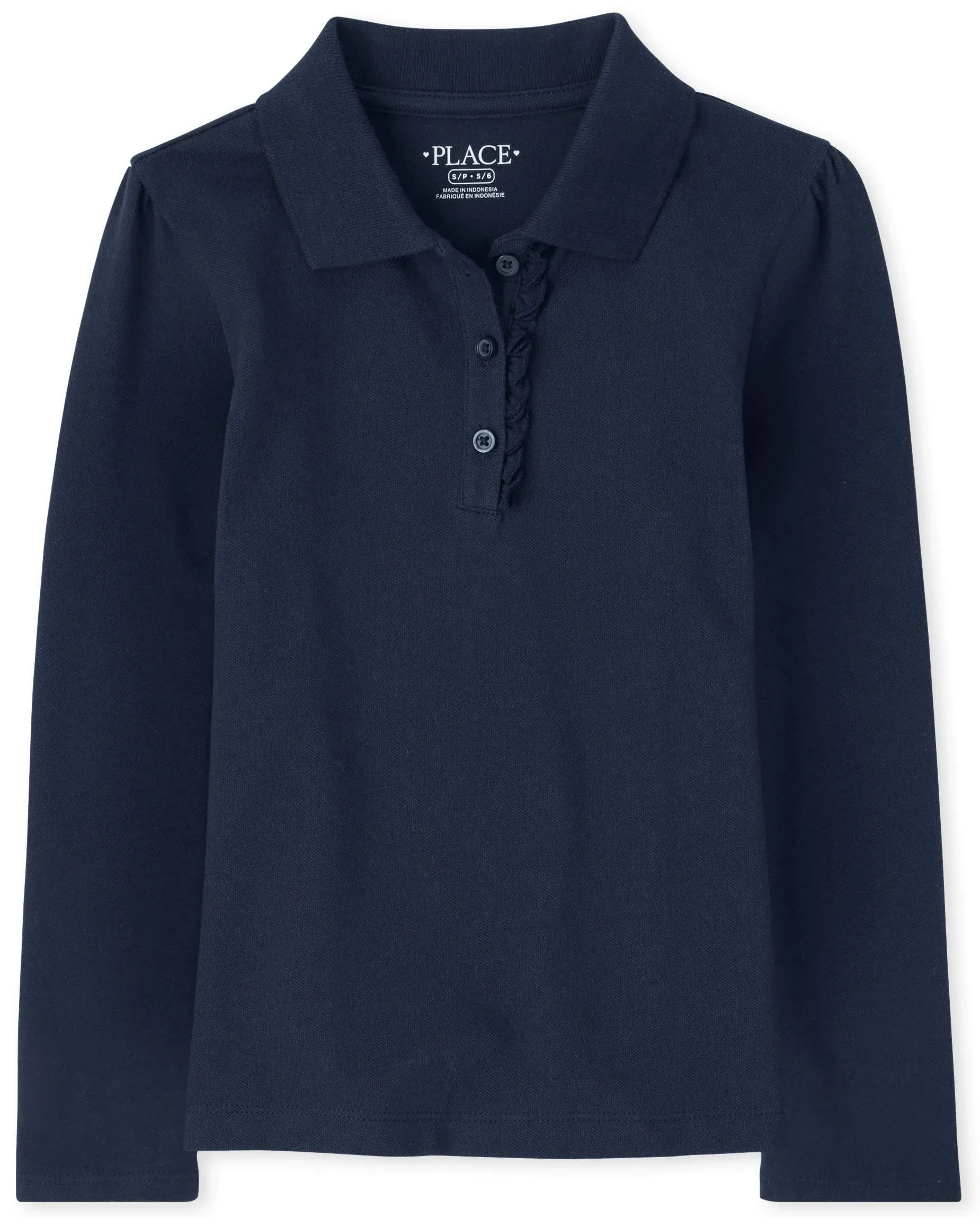 The Children's Place Girls' Long Sleeve Ruffle Pique Polo