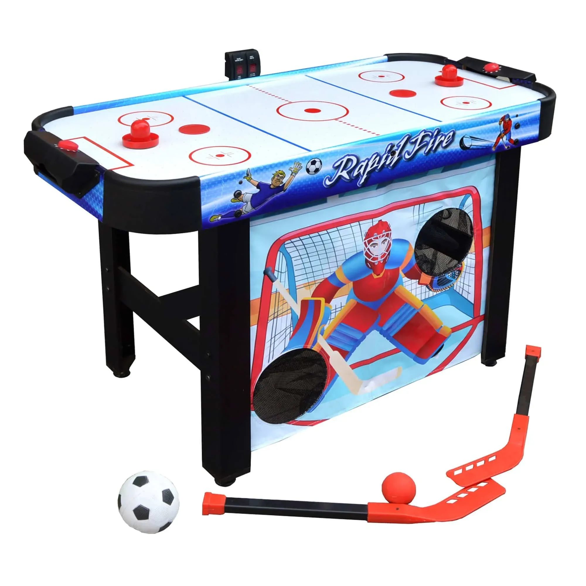 Hathaway Rapid Fire 42-in 3-in-1 Air Hockey Multi-Game Table with Soccer and Hockey Target Nets for Kids