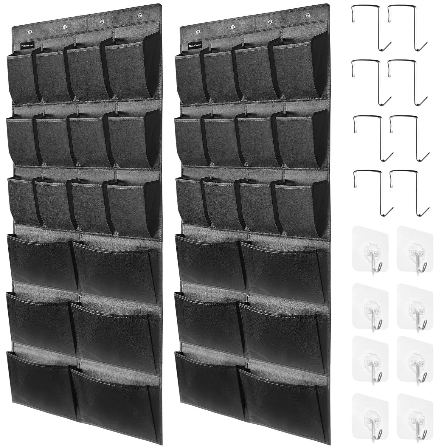 2 Pack Extra Large Hanging Over Door Shoe Organizers,clo<wbr/>set b-Allblack-2PC<wbr/>S