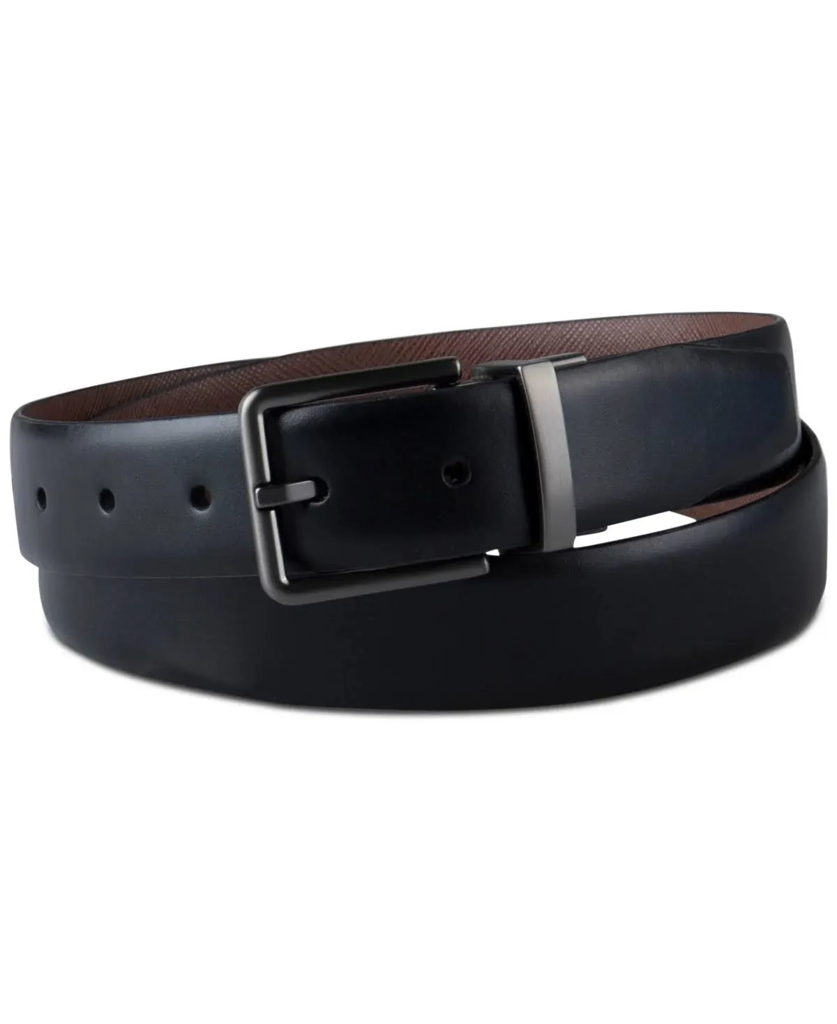 Calvin Klein Men's Reversible Saffiano Leather Dress Belt - Black - S