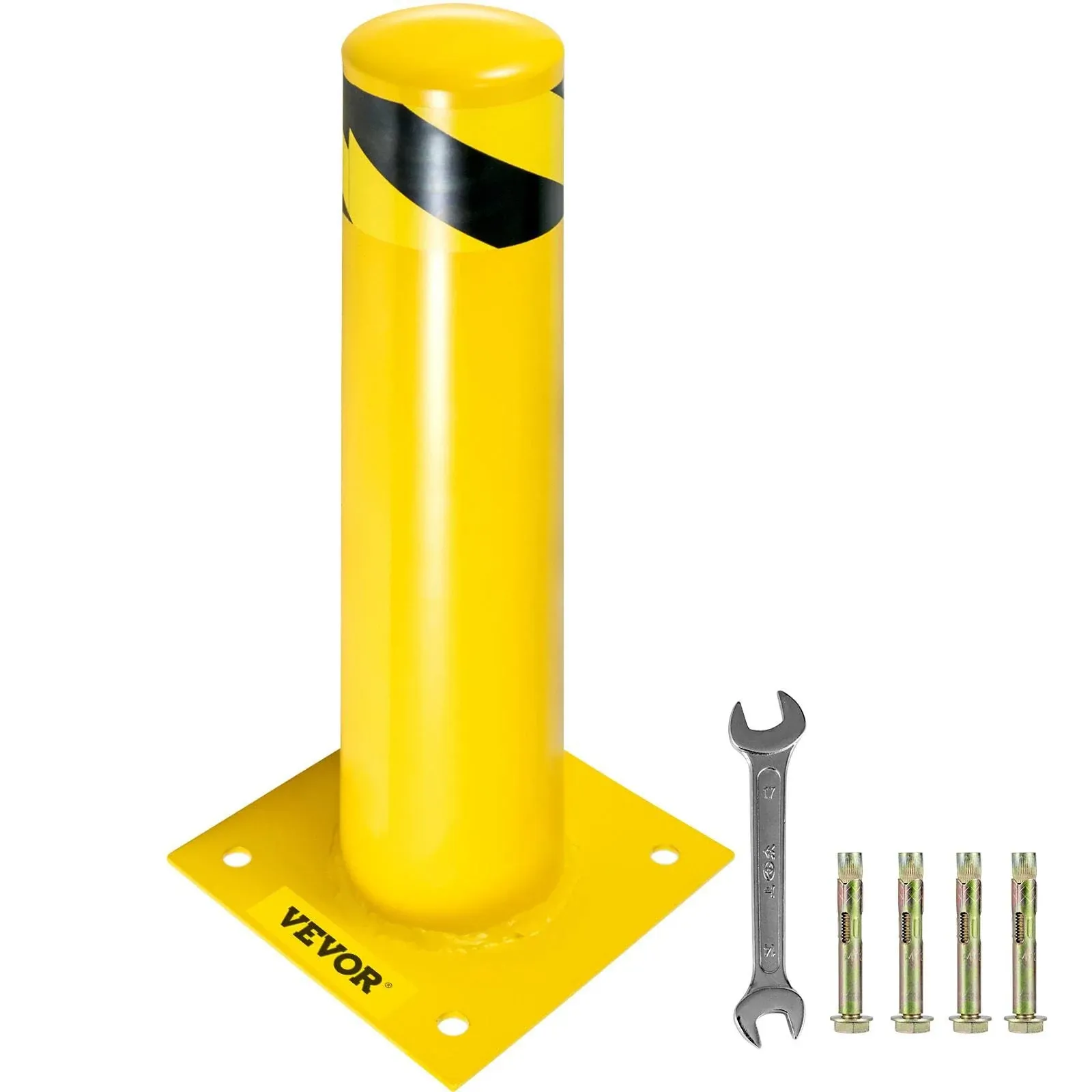 Safety Bollard Post 24&#034;H 4.5&#034;D Yellow Powder Coated Pipe Steel Safety Barrier