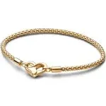 PANDORA Moments Studded Chain Bracelet - Compatible with PANDORA Moments Charms - Gold Charm Bracelet for Women - With Gift Box - 21 cm