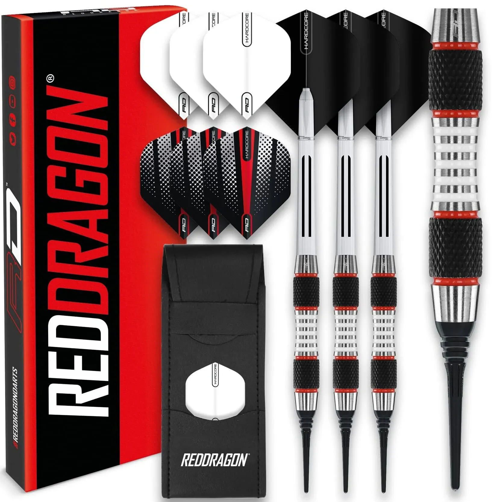 Red Dragon Evo Softip Tungsten Darts Set with Flights and Stems