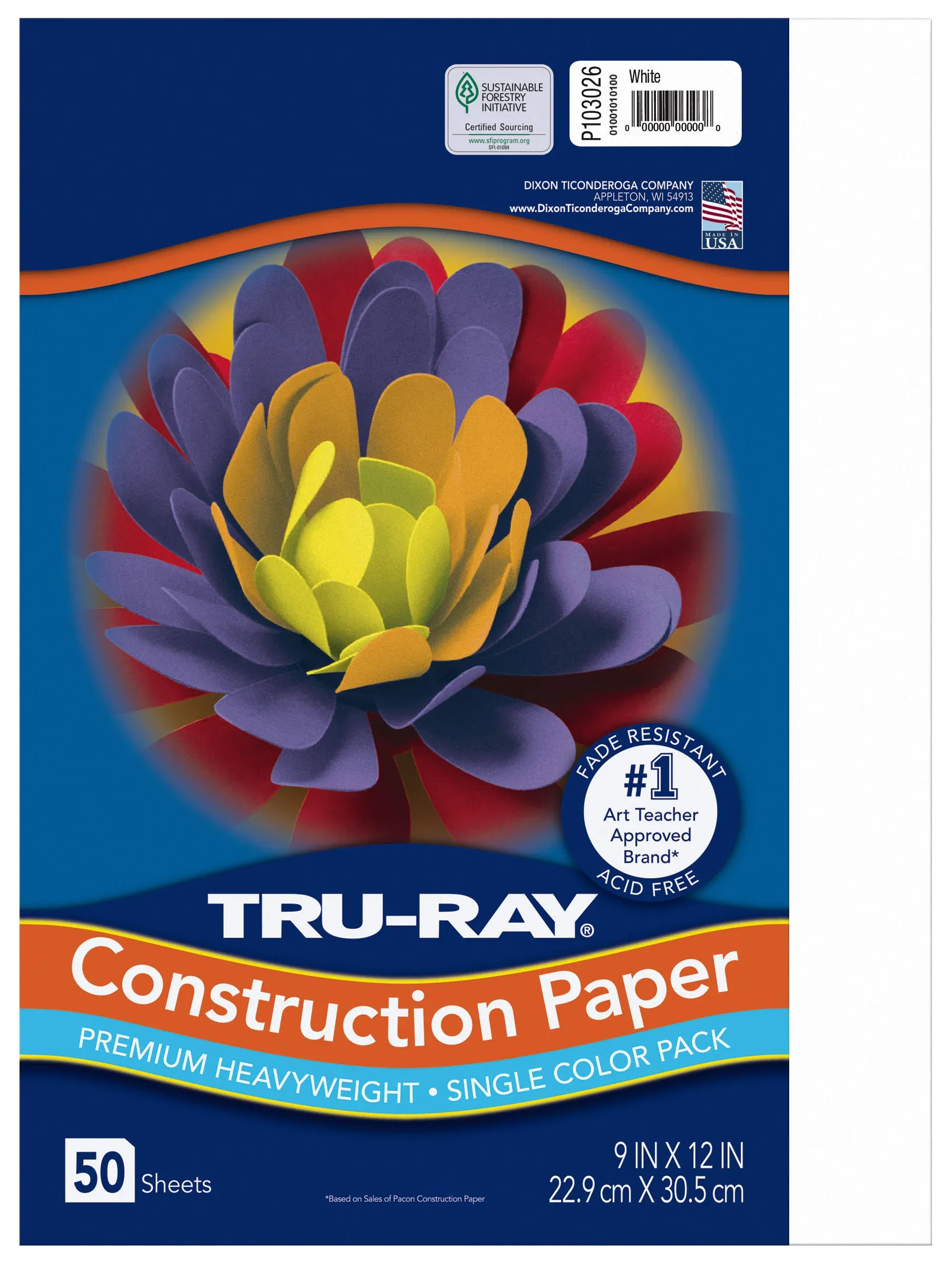 Tru-Ray Construction Paper White 9 x 12 50 Sheets