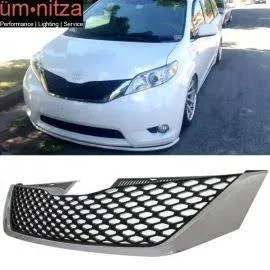 Grille Compatible with 2011-2017 Toyota Sienna, SE Style Chrome & Black Mesh ...