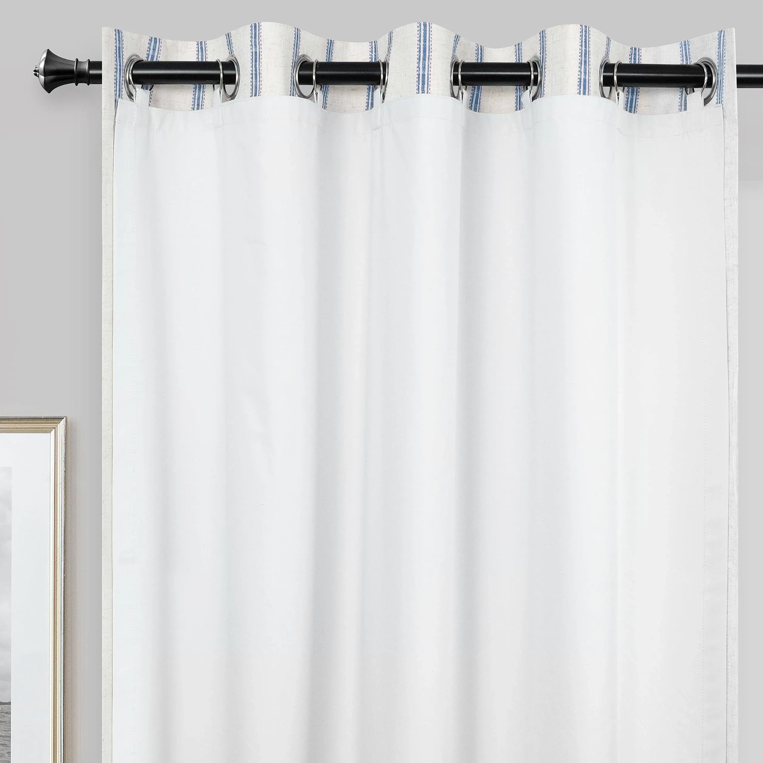 DriftAway Thermal Insulated 100 Percent Darkening Blackout Curtain Liner 2 Panels Each Liner Size 40 Inch by 58 Inch Rings Included Off White Panel