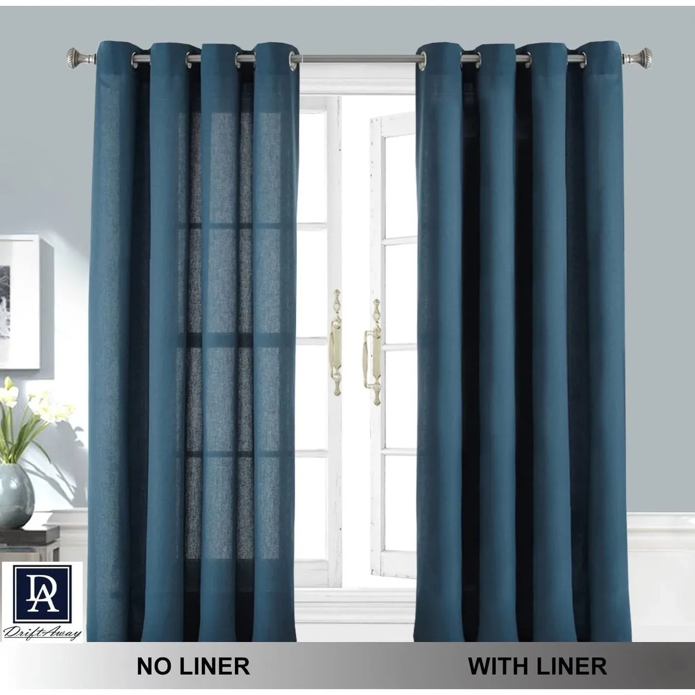 DriftAway Thermal Insulated Blackout Curtain Liner 2 Panels Each Liner Size 50 Inch by 58 Inch Rings Included