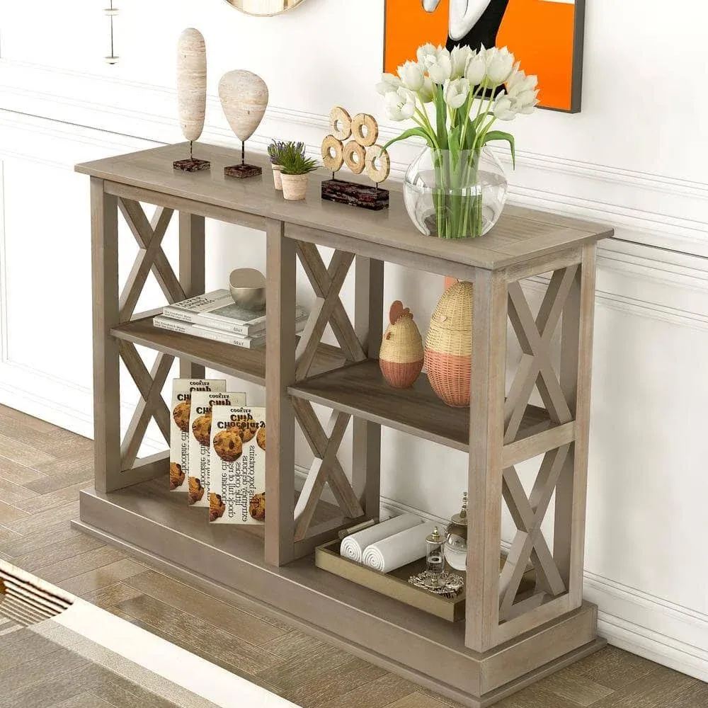 3Tier Console Table Open Storage Spaces Narrow Sofa Entry Table Entryway Hallway