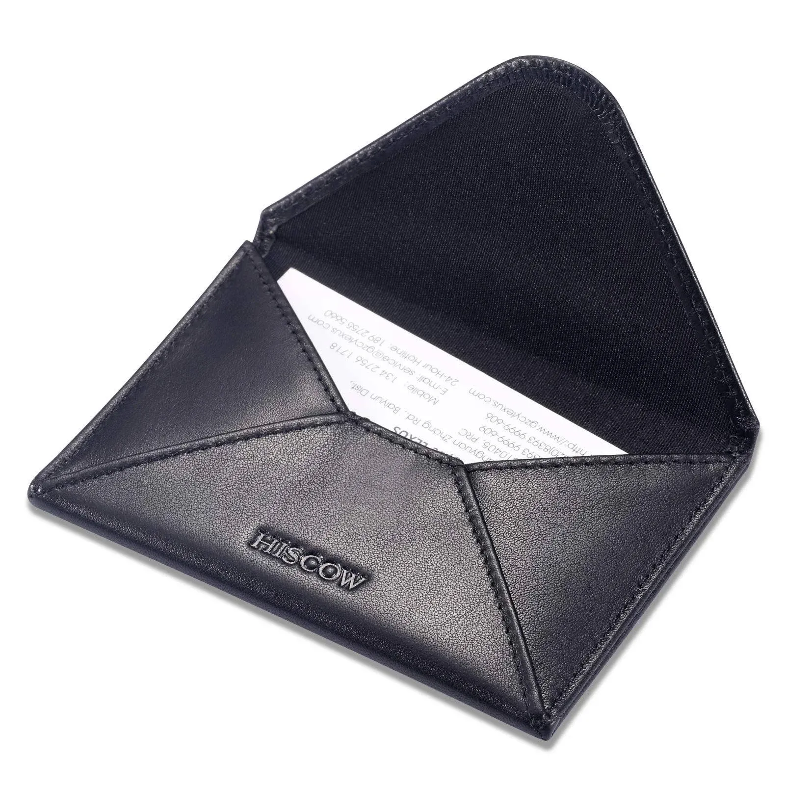 HISCOW Italian Calfskin Envelope Business Card Case with Magnet Closure