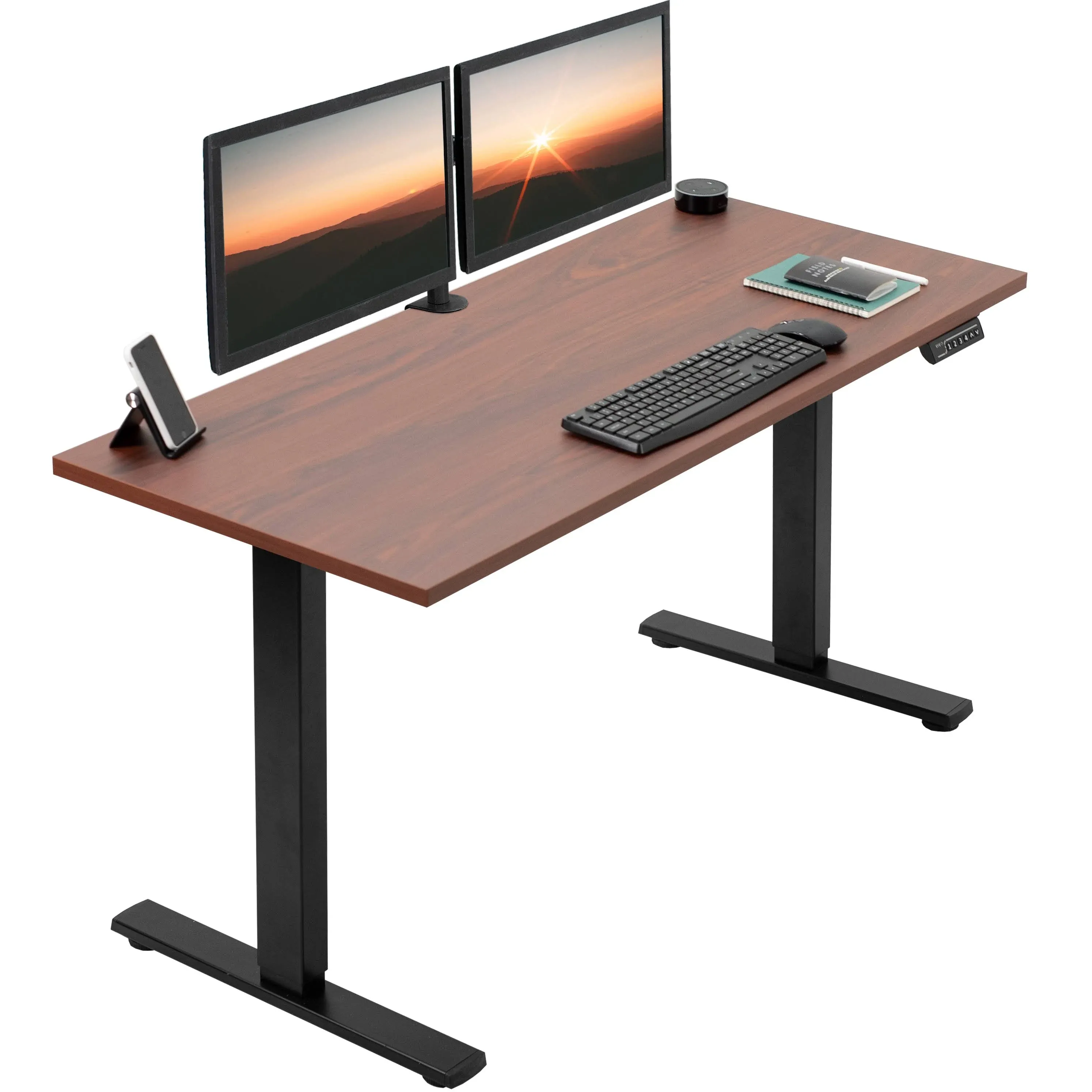 VIVO Electric 55 x 24 Stand Up Square Corner Desk, White Solid One-Piece Top, Gray Frame, DESK-KIT-1G55S-W