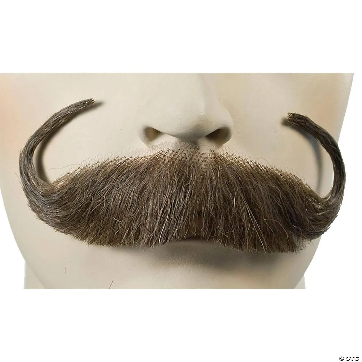 Handlebar Mustache - Human Hair - Medium Chestnut Brown