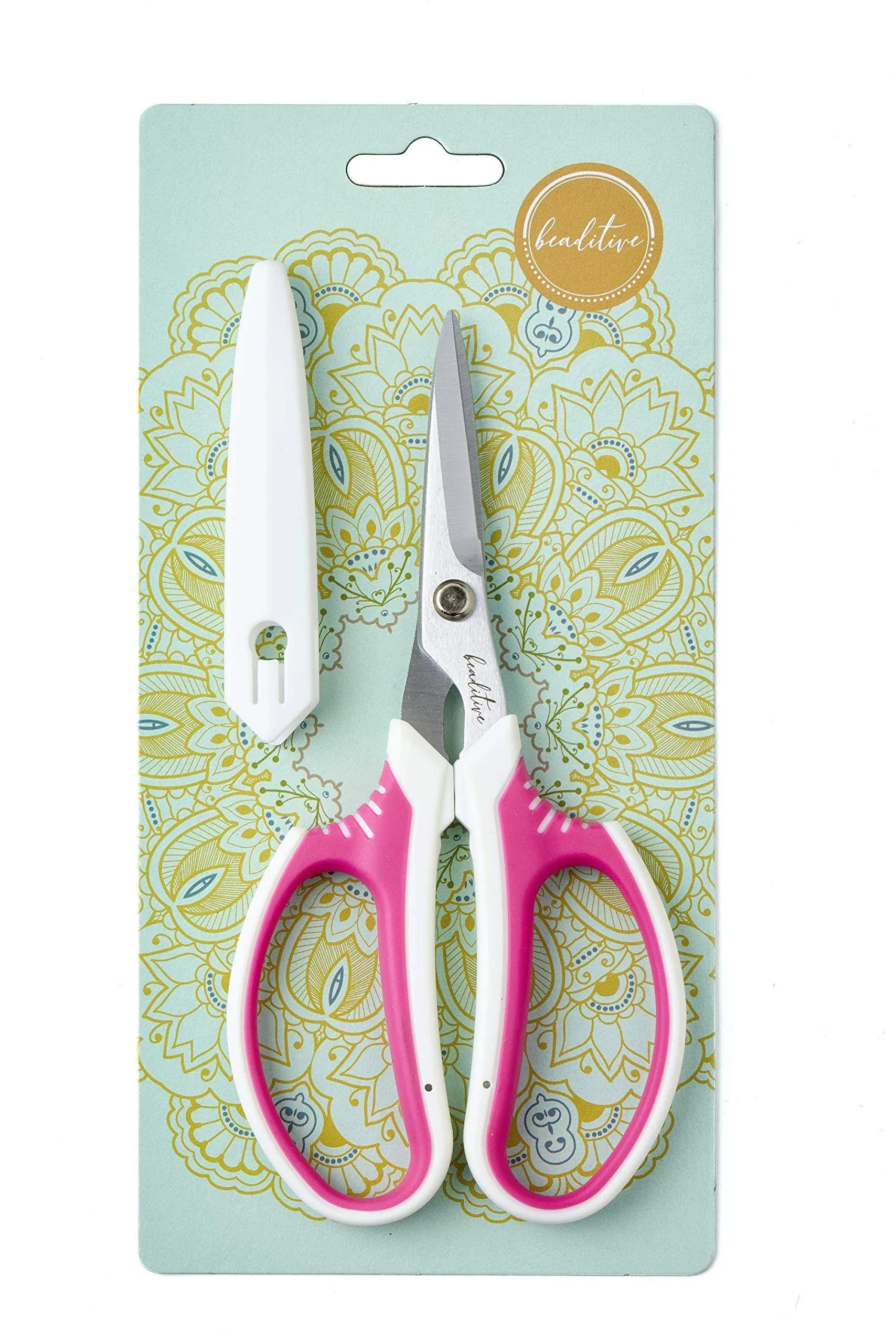 Beaditive Multipurpose Craft Scissors - High-Leverage Crafting Scissors with Sharp Carbon Steel Blades - Ergonomic Sewing Scissors for Heavy Duty