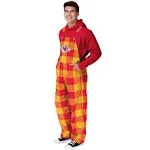 FOCO Kansas City Chiefs NFL Mens Plaid Bib Overalls