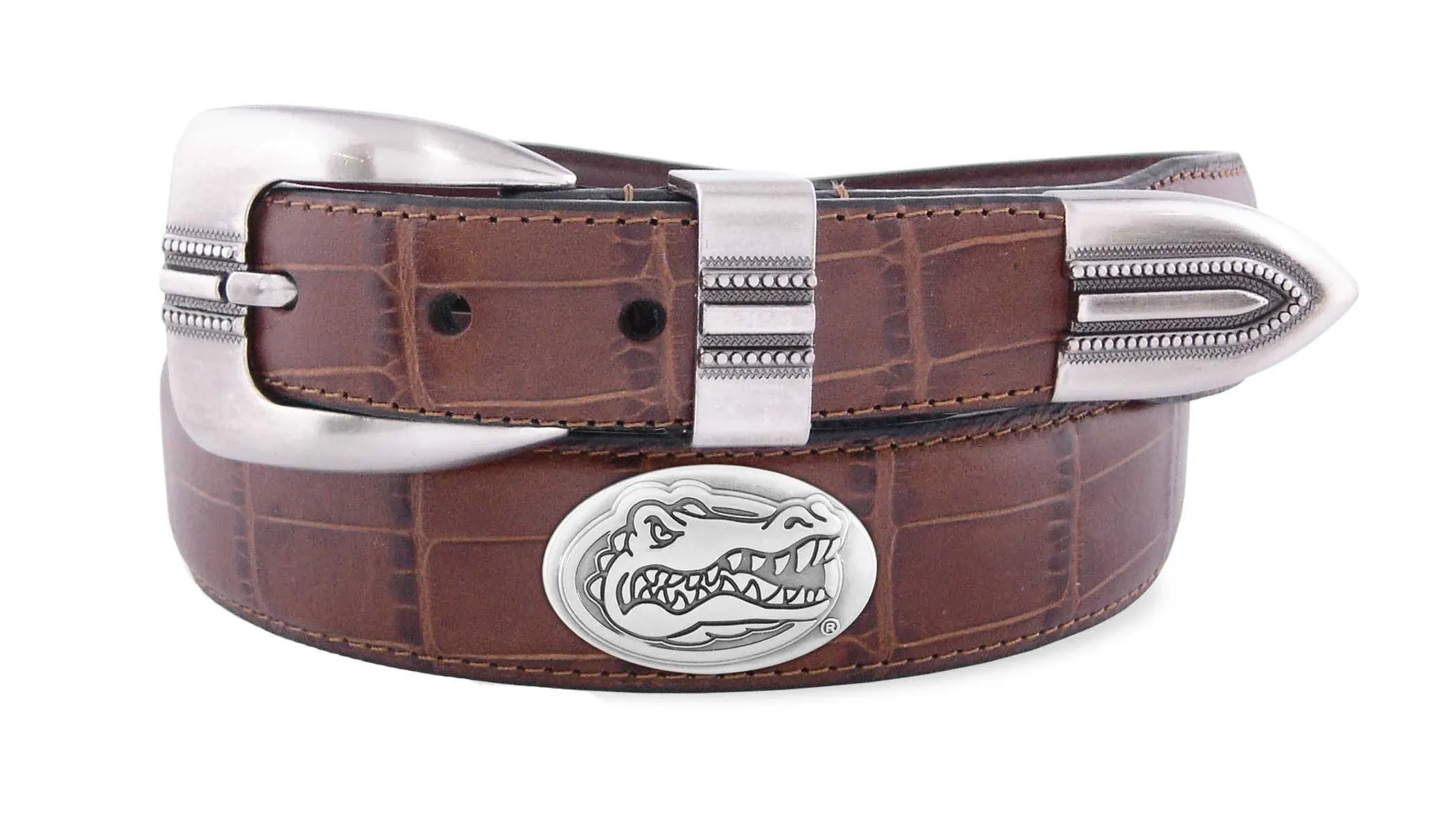 ZeppelinProducts UFL-BOLPTCRC-TAN-34 Florida Concho Croc Tan Leather Belt; 34 Waist