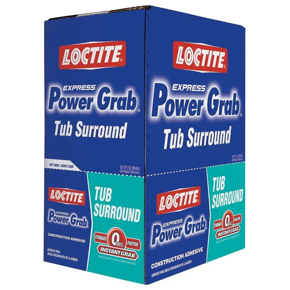 Loctite Power Grab Tub Surround Construction Adhesive, 9 fl oz, Cartridge (12 Pack)