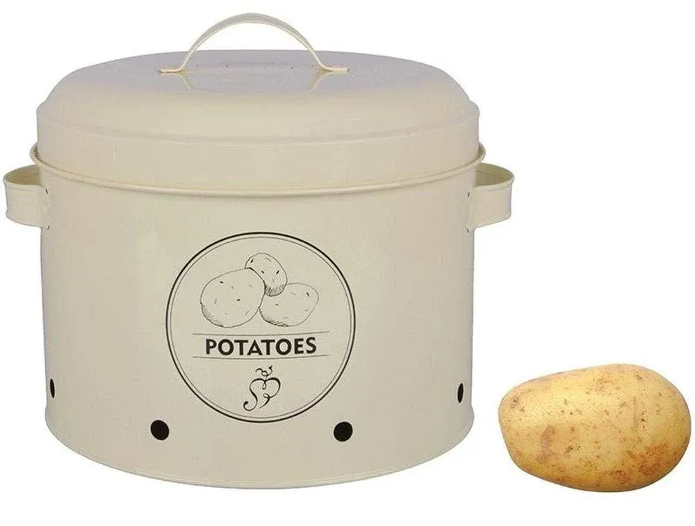 Potato Storage Tin In Silver