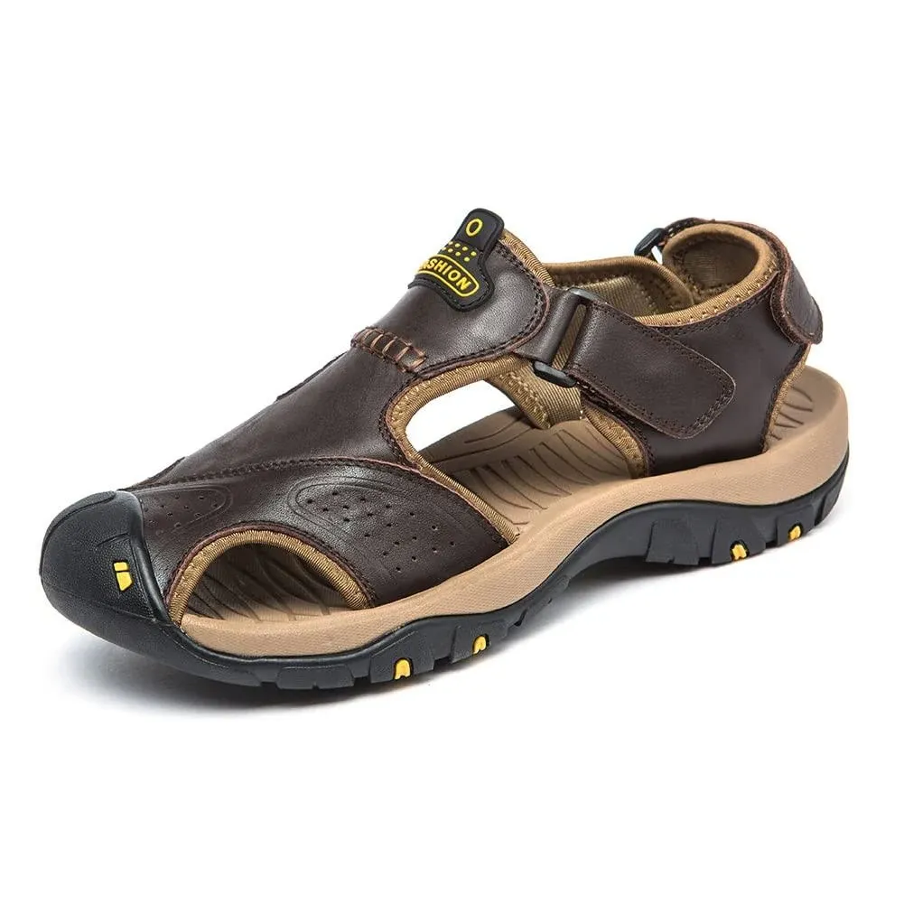 BINSHUN Sandals for Men Leather Hiking Sandals Athletic Walking Sports Fisherman ...