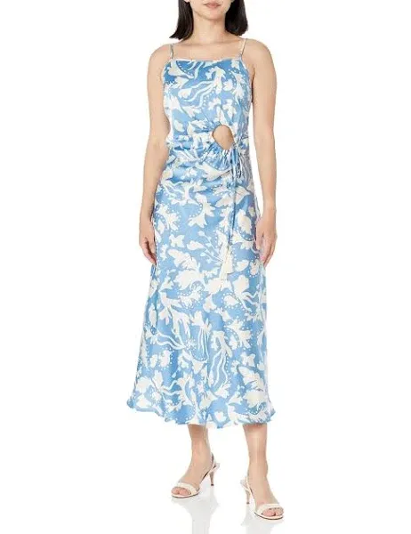 Moon River Women&#039;s Square Neck MIDI Slip Dress Blue Medium