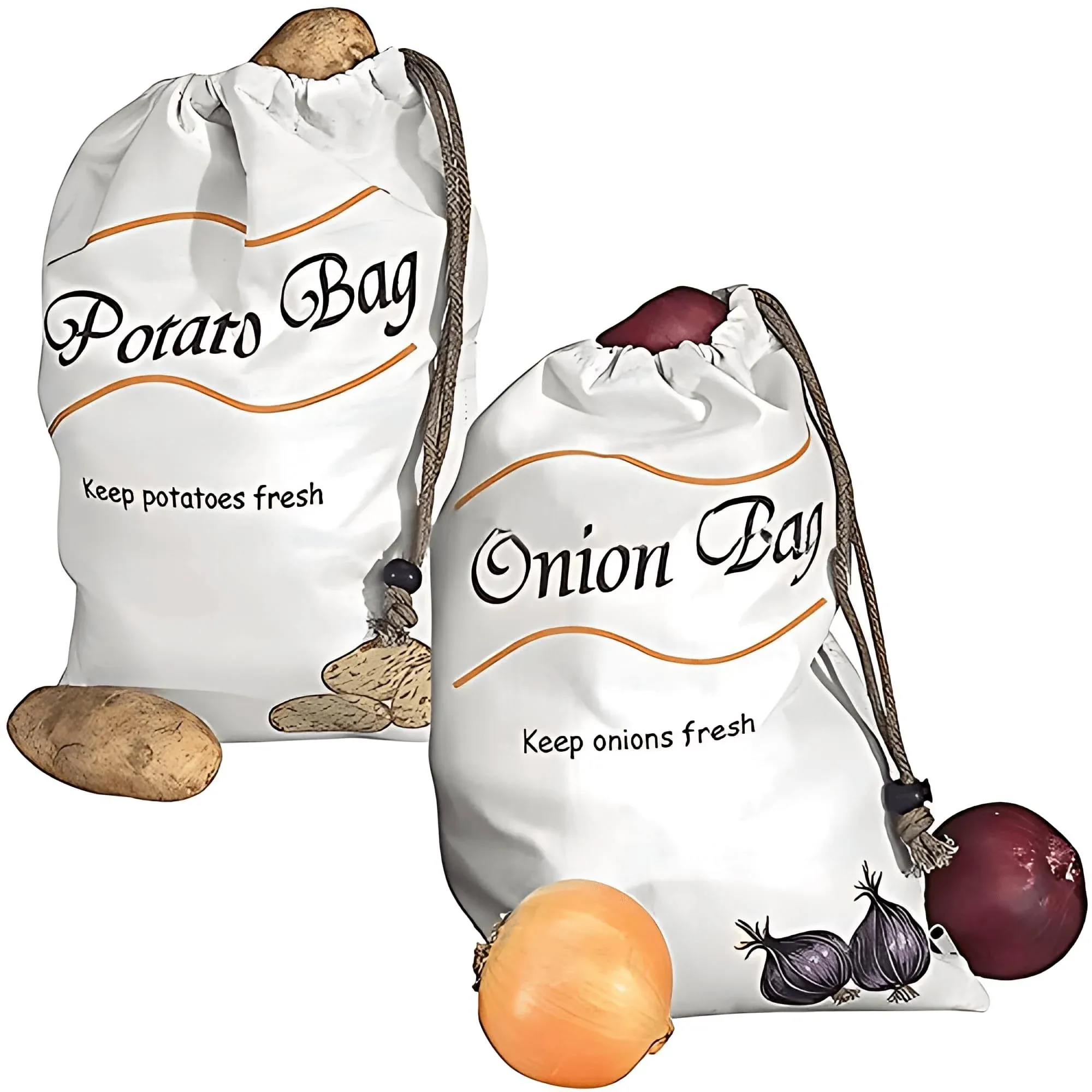 Huange Reusable Produce Storage Bags,2 Pack Vegetable Bags Potato Onion Storage ...