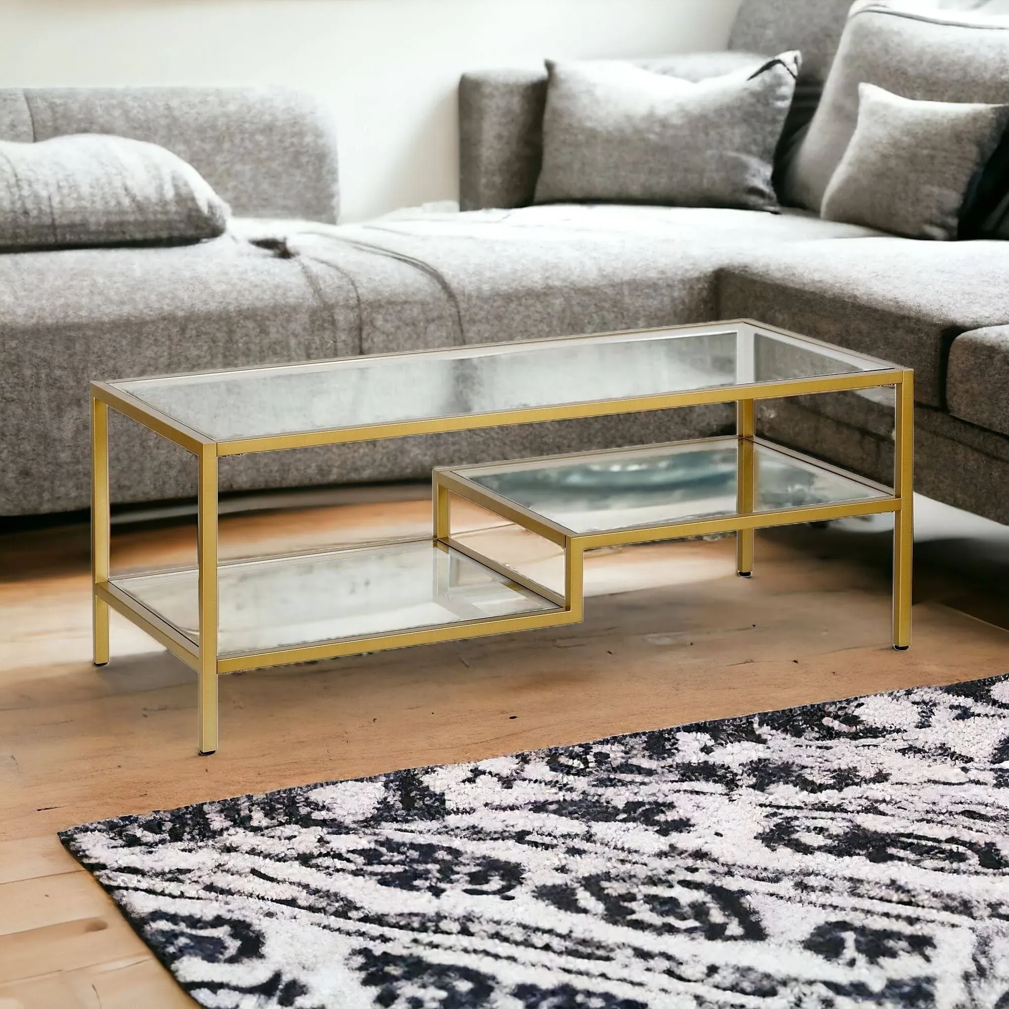 Zander 45'' Wide Rectangular Coffee Table in Brass - Contemporary - Coffee Tables - by Bison Commerce | Houzz