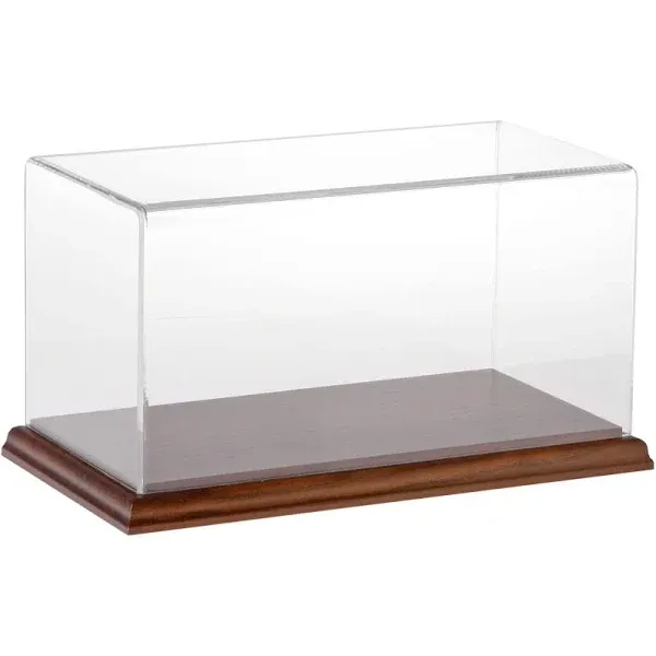 Plymor Clear Acrylic Display Case with Hardwood Base, 10" W x 5" D x 5" H