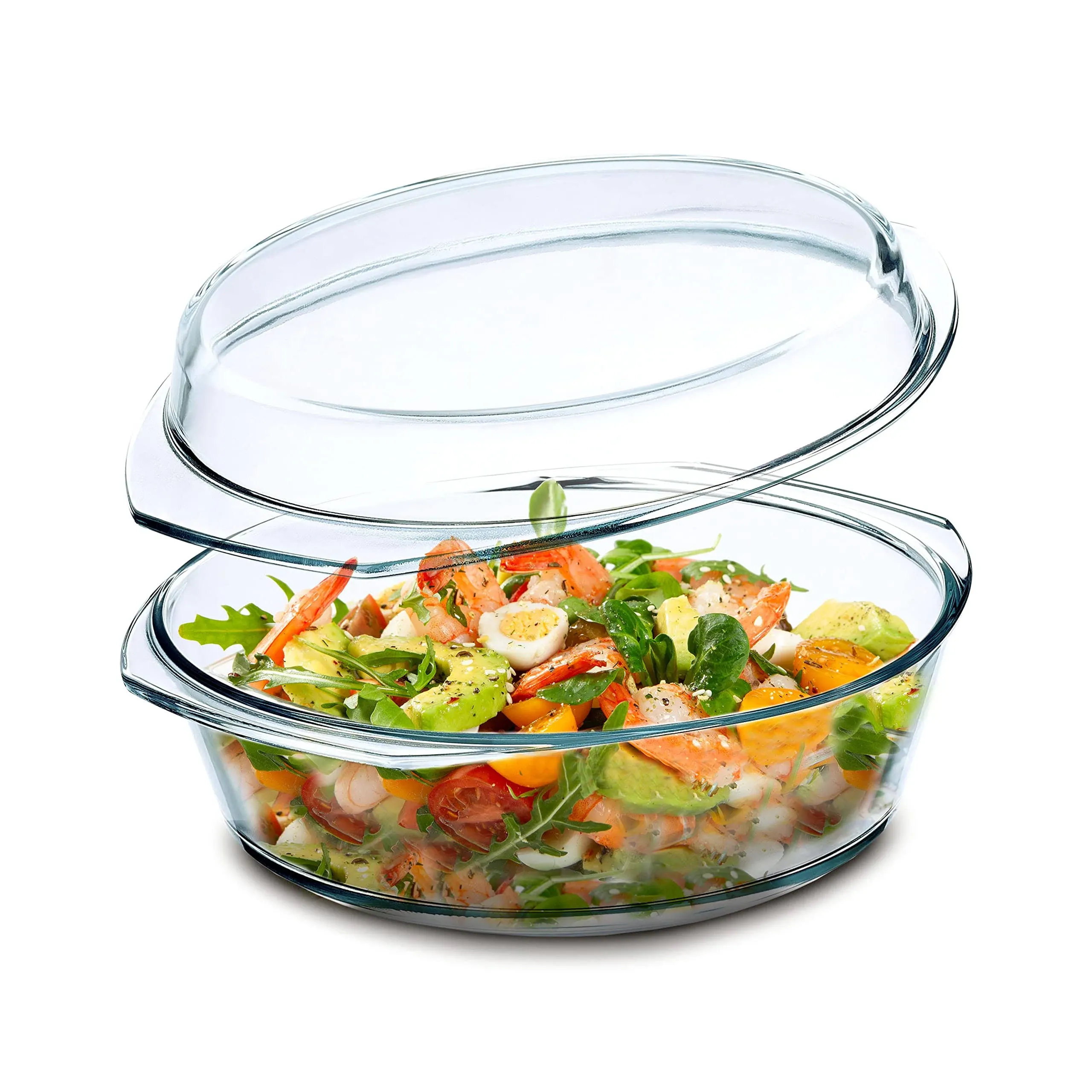 Simax Clear Round Glass Casserole | with Lid, Heat, Cold and Shock Proof, Made in ...