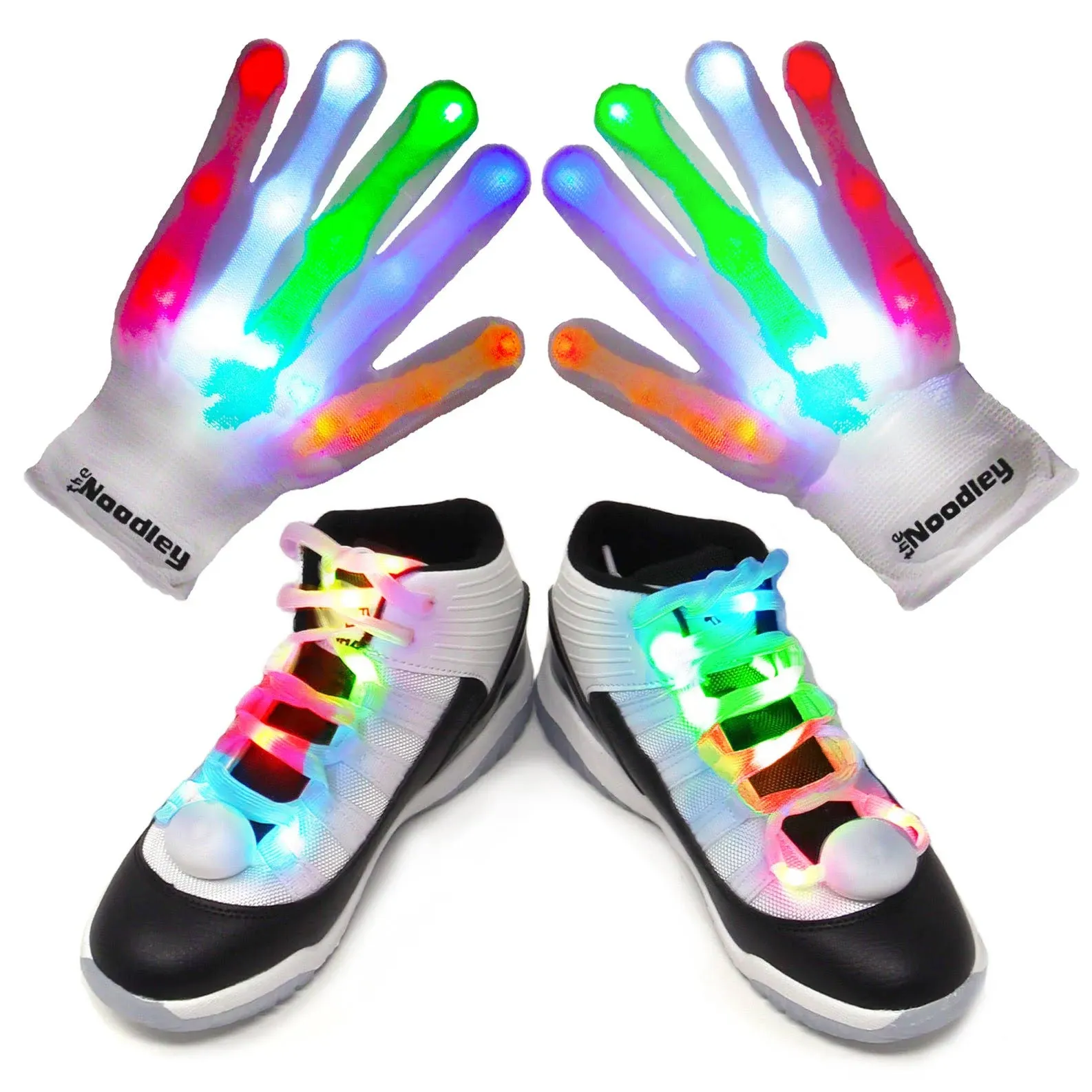 The Noodley LED Gloves for Kids and Light Up Shoelaces Set Gift Toys for Boys and ...