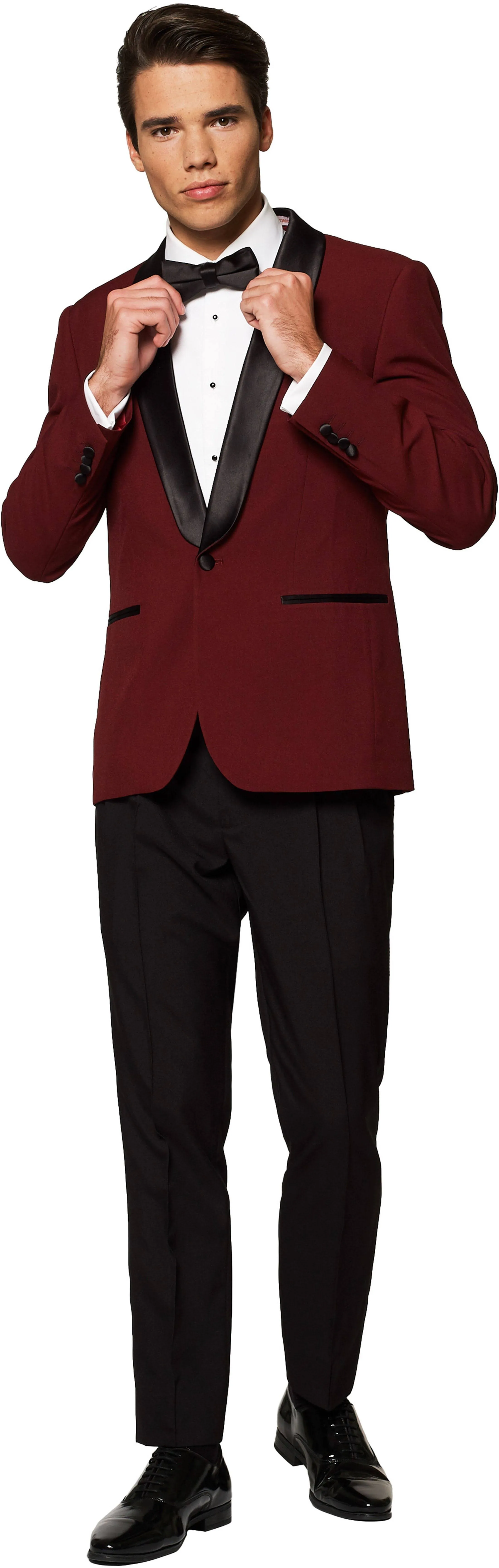 OppoSuits Hot Burgundy Tuxedo Three Piece Suit