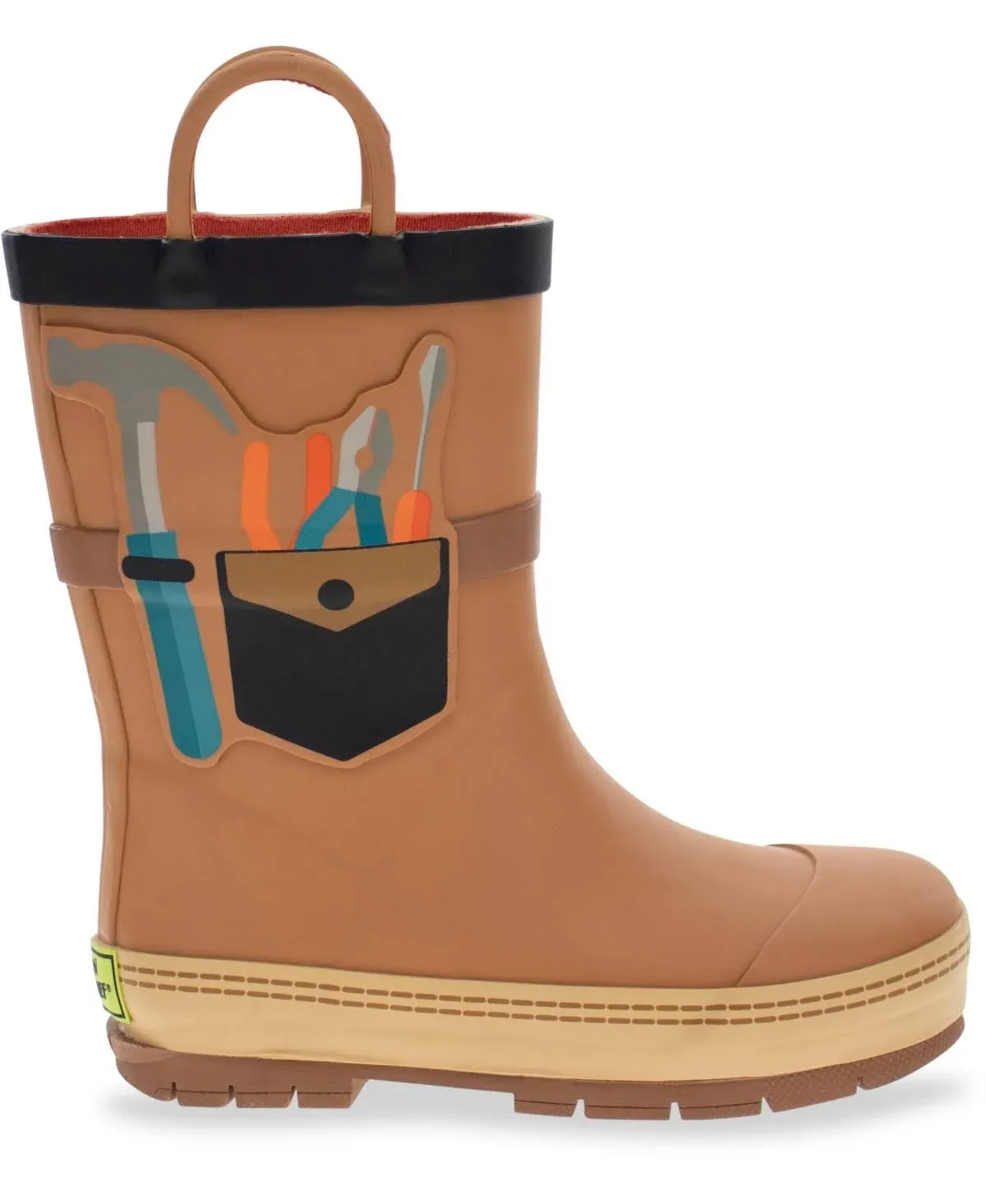 Western Chief Kids Happy Helper Tool Rain Boot, Chestnut, 11