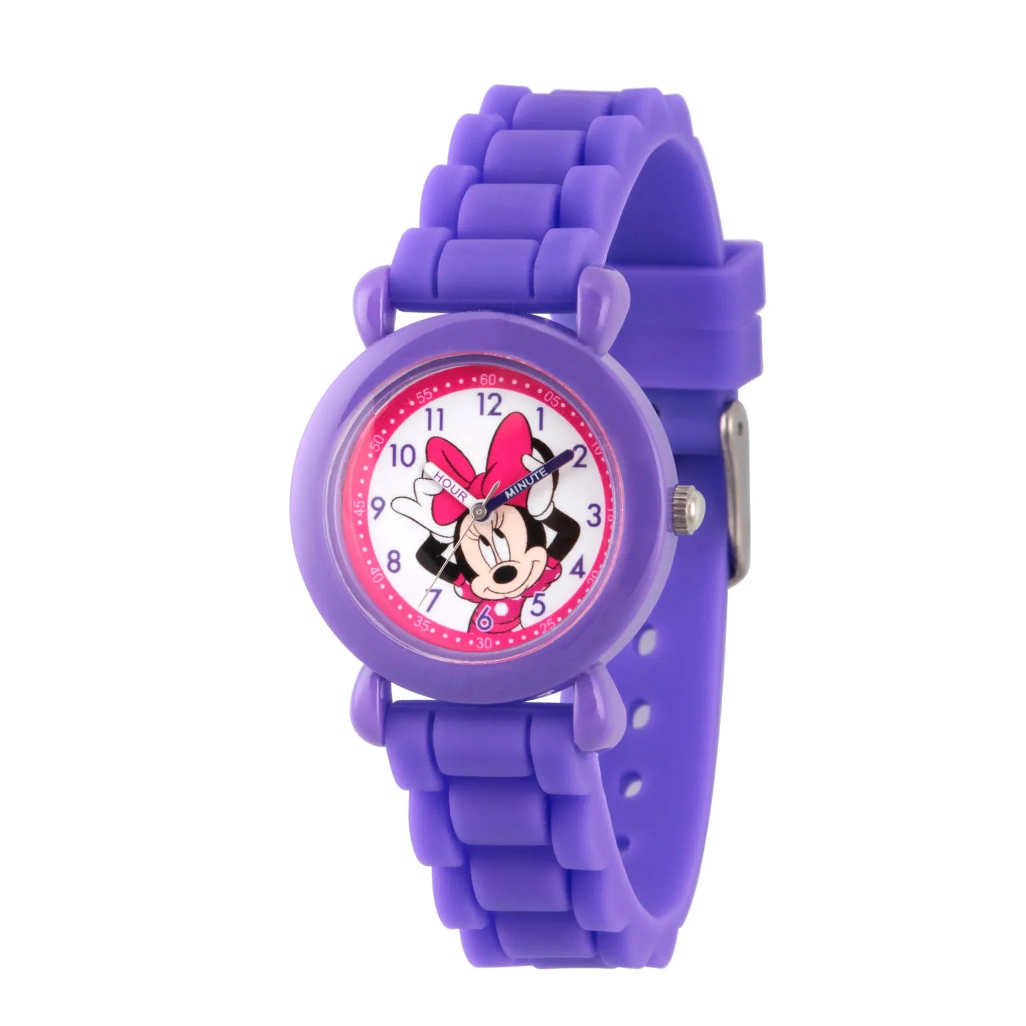 Disney Minnie Mouse Kids' Plastic Time Teacher Analog Quartz Silicone Strap Watch