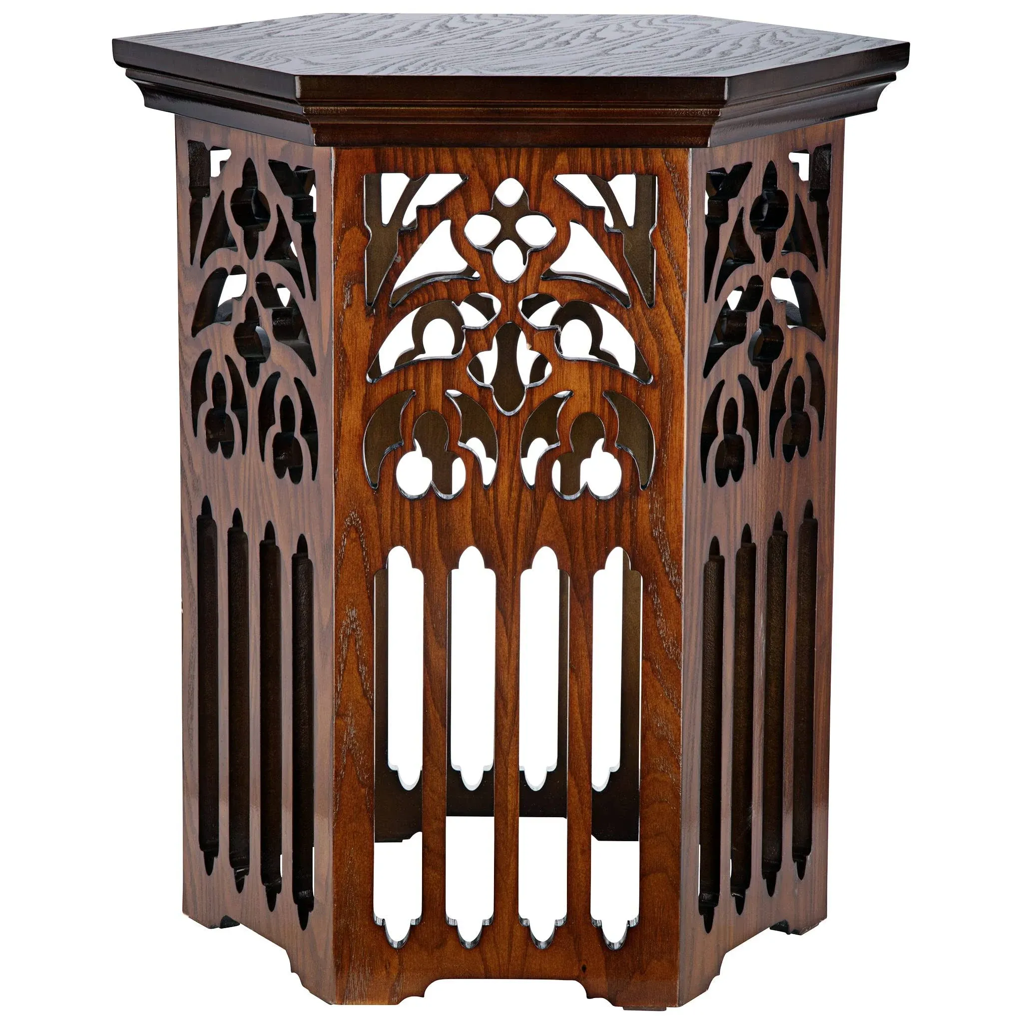 Saint Thomas Aquinas Gothic Tracery Wooden Side Table