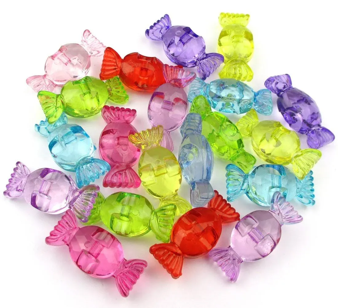 Mixed Color Acrylic Rhinestone Crystal Candy Shape Beads