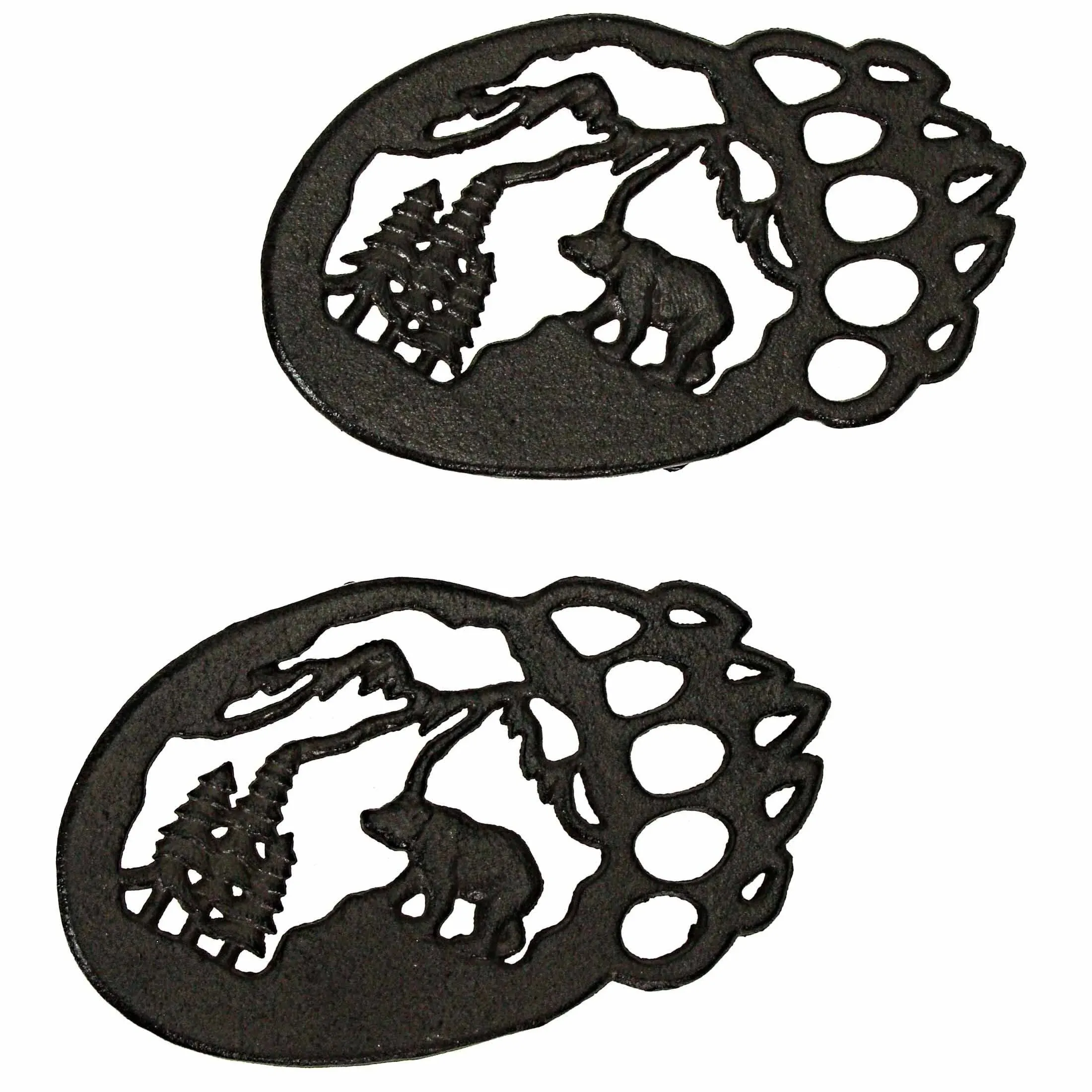 Chesapeake Bay LTD 9 inch Cast Iron Mountain Scene Bear Paw Kitchen Trivets (Set ...