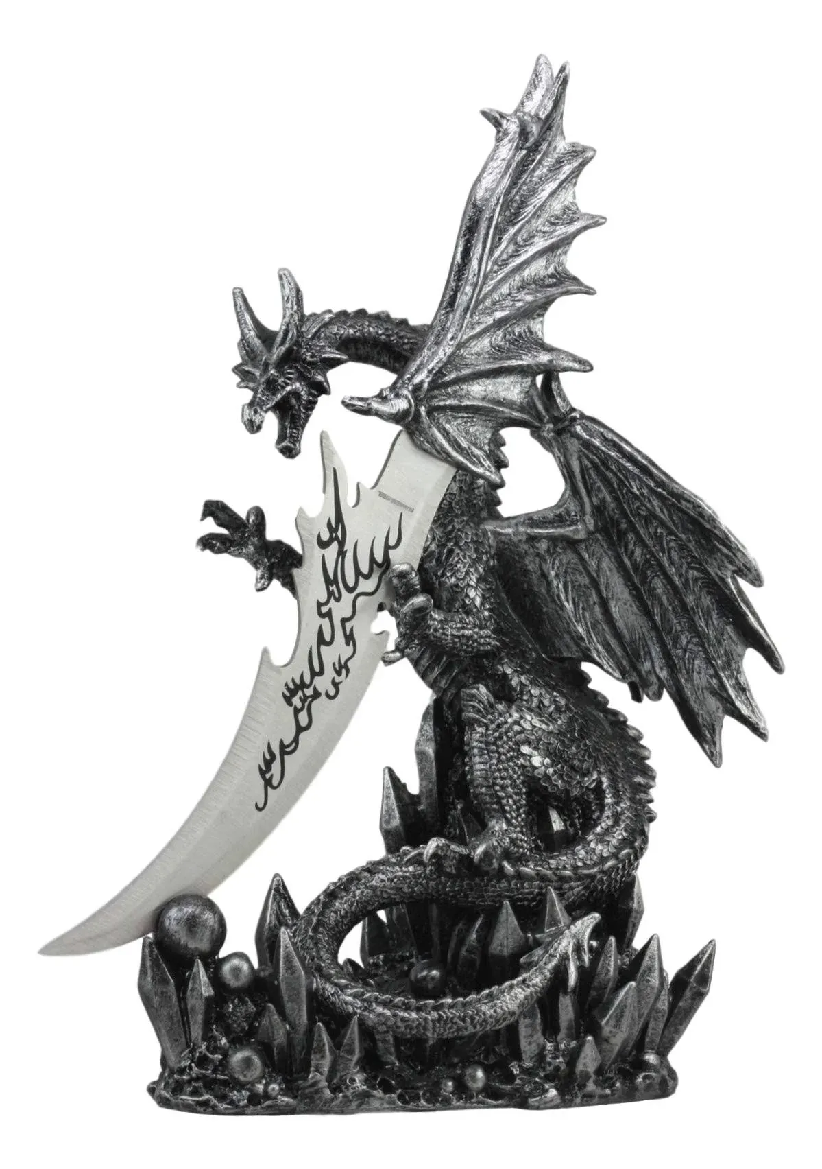 Ebros Resin Obdisian Blade Dragon Knife Letter Opener 13.25&#034; Long