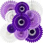 BEISHIDA Lavender Purple White Tissue Hanging Honeycomb Round Paper Fans Decoration Set for Birthday Baby Shower Bachelorette Wedding Photo Booth Backdrops Anniversary Paper Party Supplies（11 Packs）