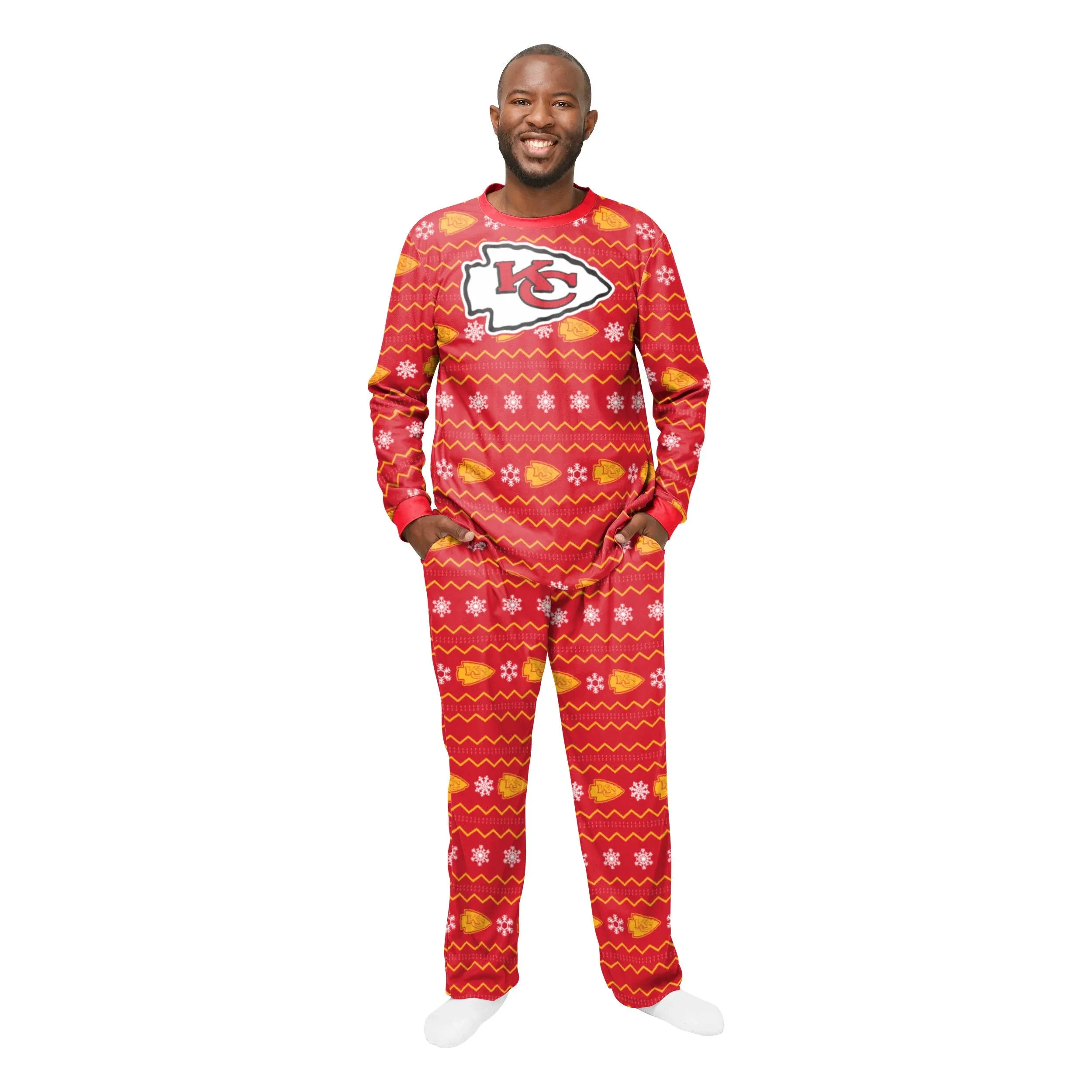 "FOCO Men's NFL Kansas City Chiefs Primary Team Logo Ugly Pajama Set - "