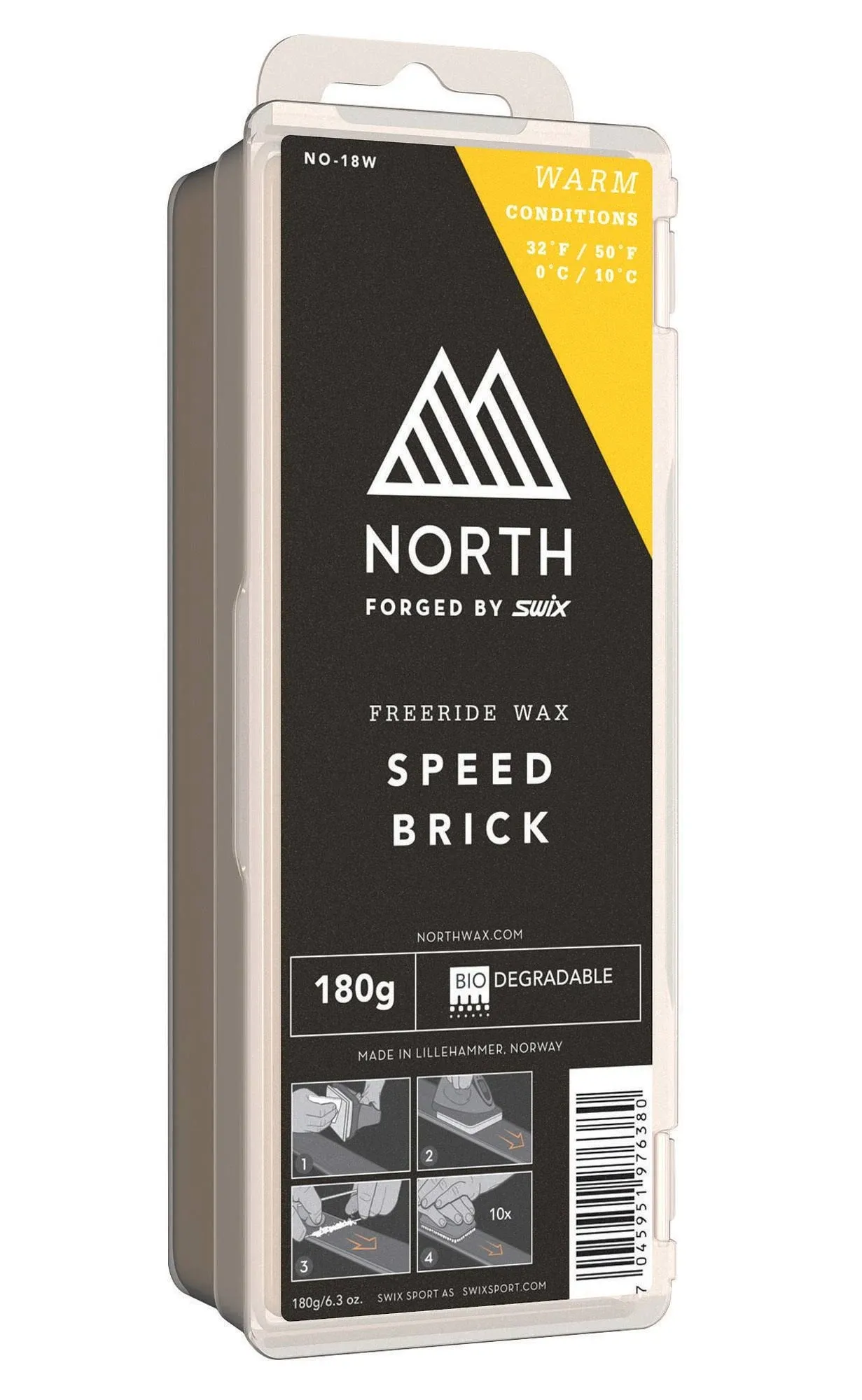 Swix North Speed Brick Warm Spring Freeride Wax, 180g, Yellow 