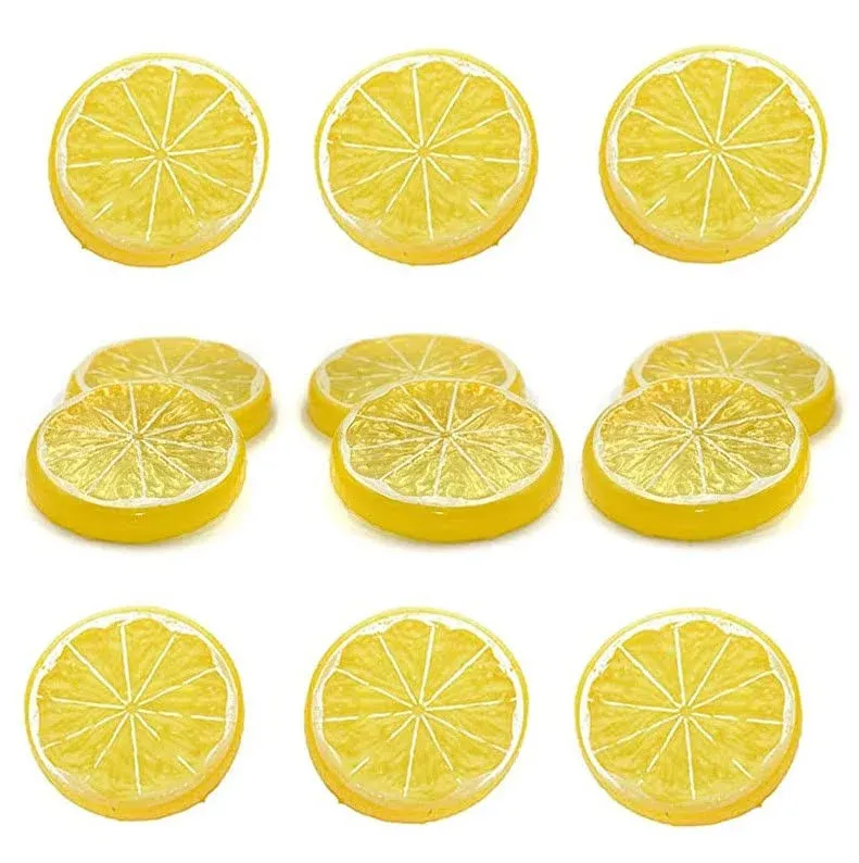 12Pcs Fake Lemon Slices Artificial - Fruit Party Decorations Fake Lemon Fruit