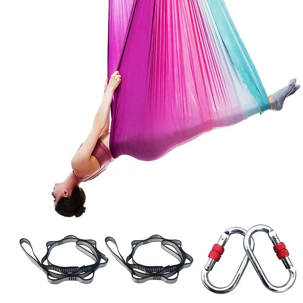 Aerial Yoga Hammock, 16.4ft ×9.2ft Swing Set for Gradient purple 