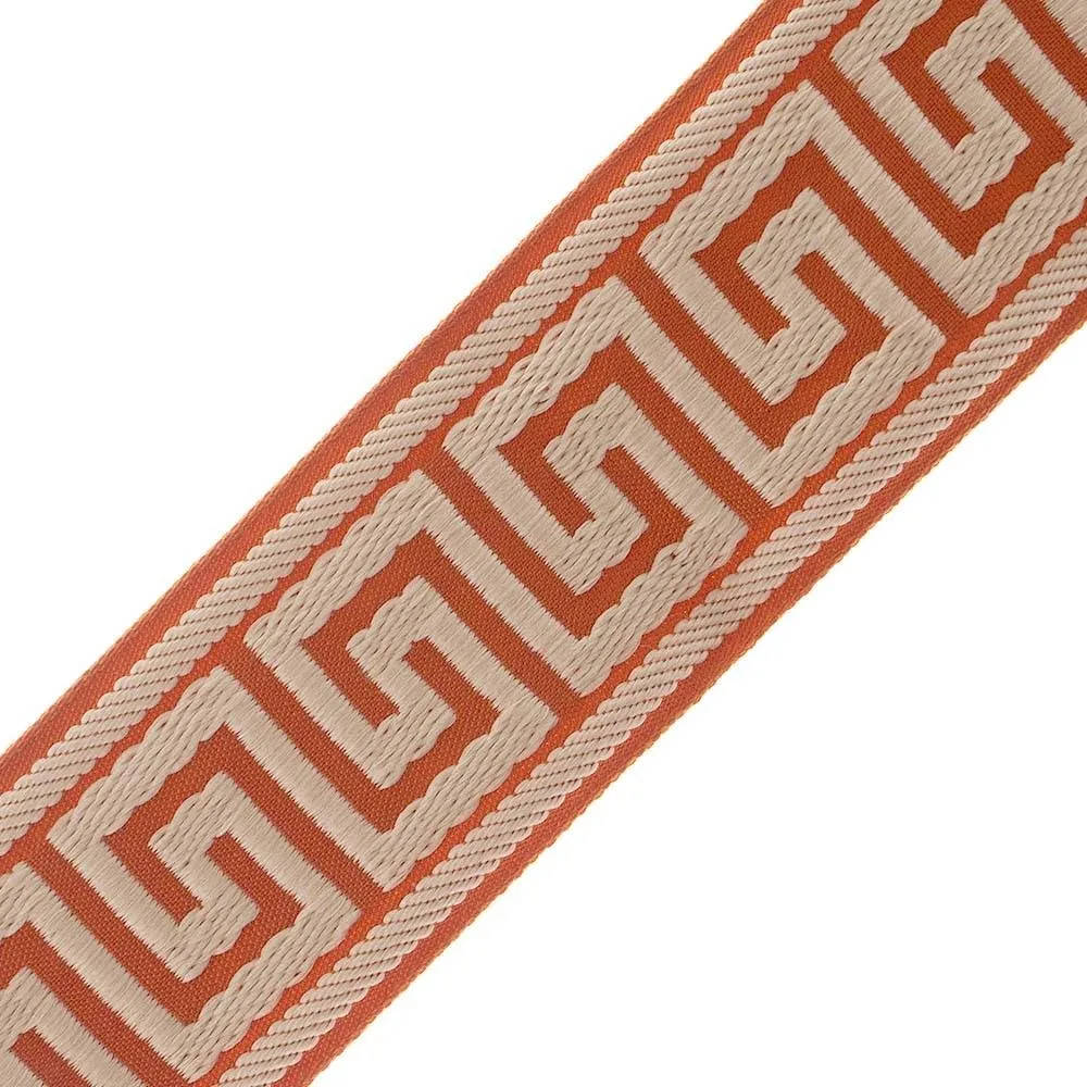 1 3/8" (33mm) Greek Key Jacquard - Orange/Cream