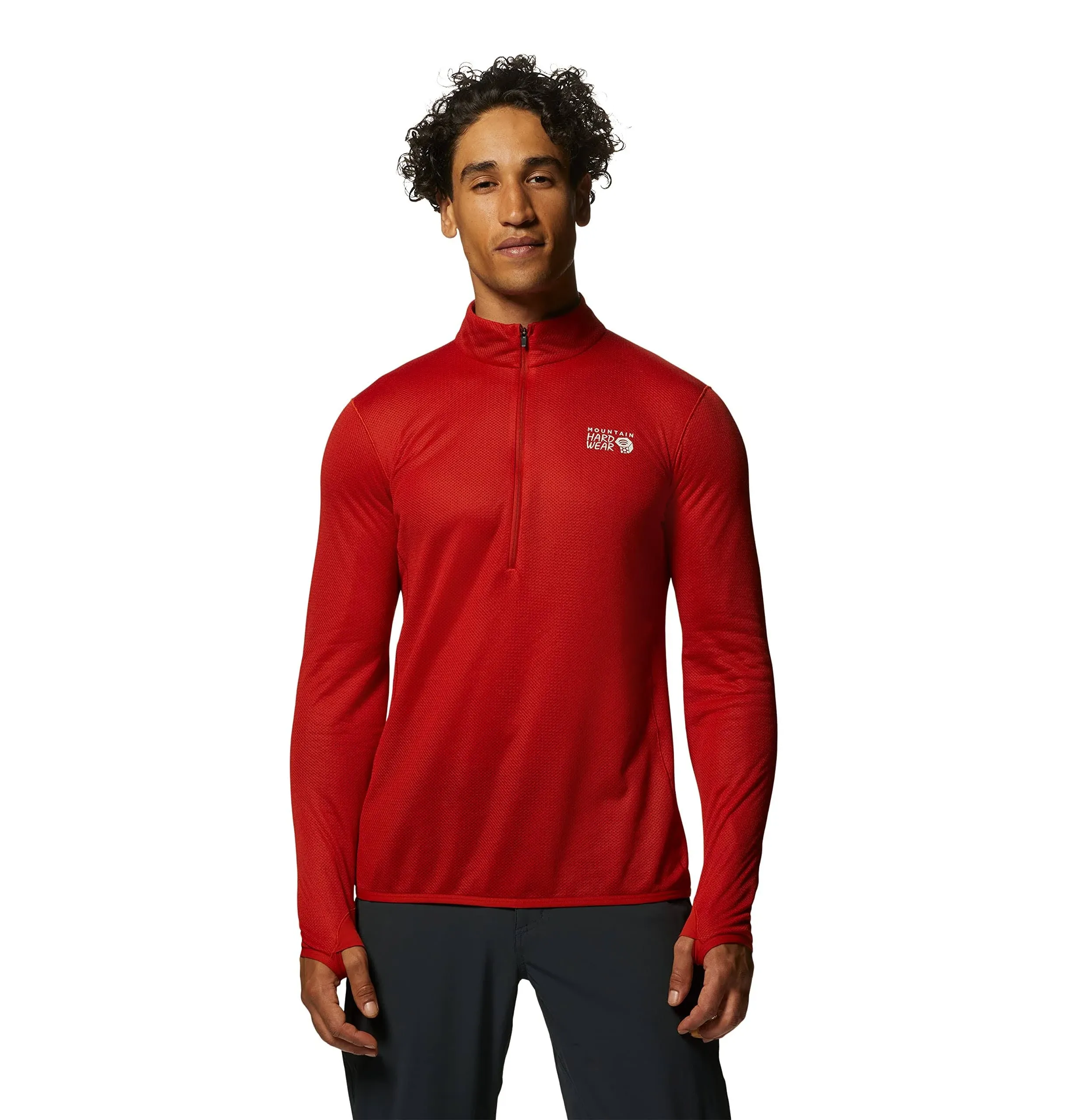 Mountain Hardwear Men's Airmesh 1/4 Zip Top - Medium - Desert Red