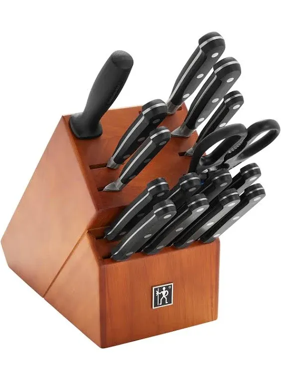 HENCKELS Couteau 16-pc Knife Block Set| 8 Steak Knives,Paring Knife,Serrated Utility Knife,Prep Knife,Bread Knife,Chef’s Knife, Sharpener, Shears