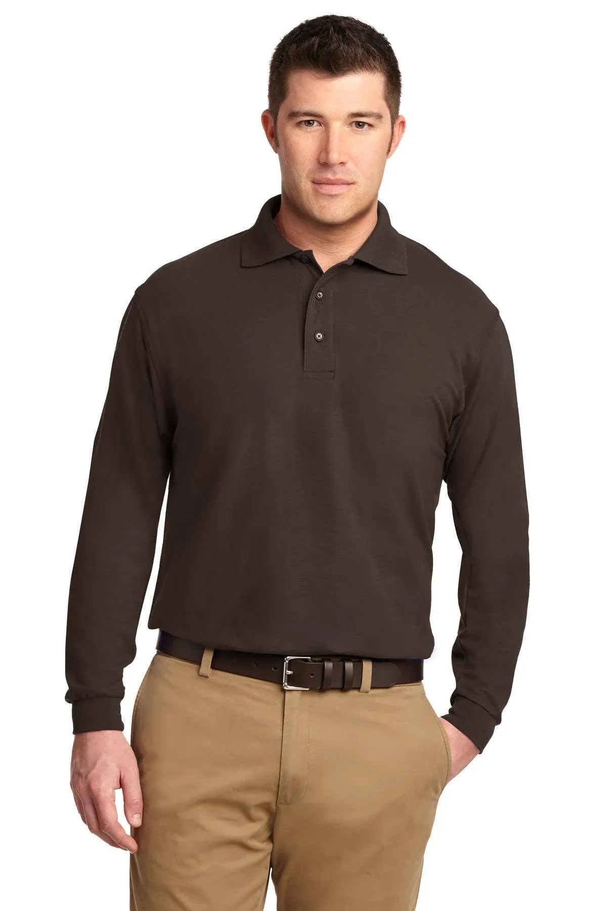 Port Authority K500LS Long Sleeve Silk Touch Polo - Coffee Bean - XS