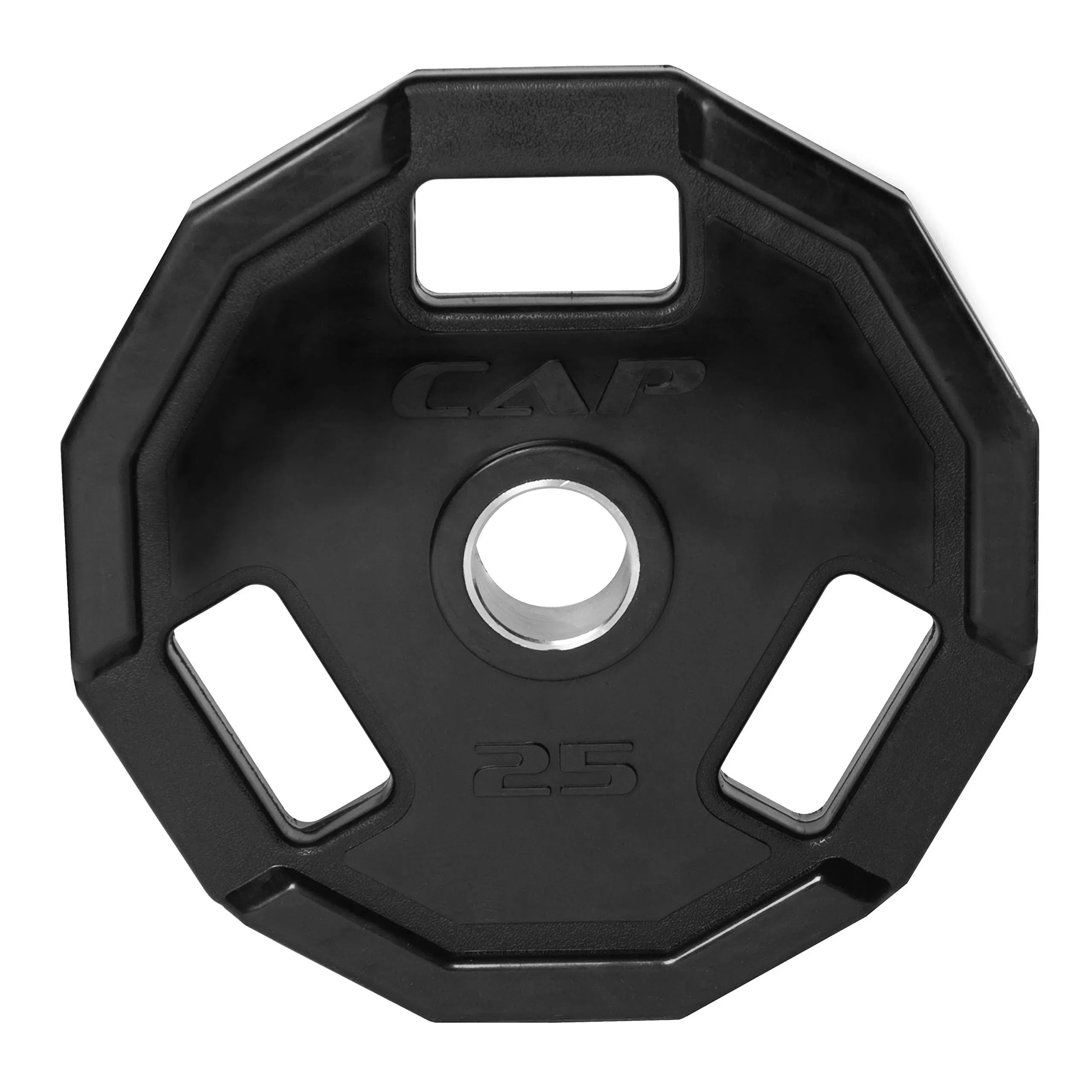 CAP Barbell 12-Sided Rubber Olympic Grip Weight Plates, Black | Multiple Sizes