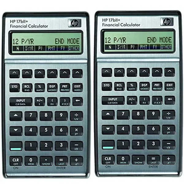 2x HP 17bII+ Financial Calculator 22-Digit LCD F2234A#ABA, Silver