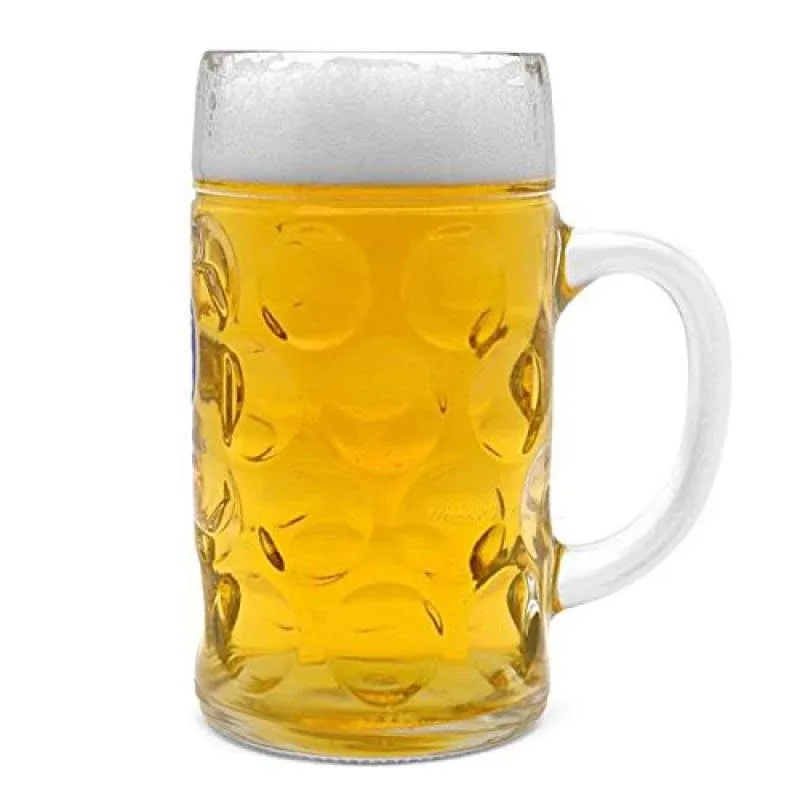 Oktoberfest Large 44 Oz Dimpled Glass Jumbo Beer Mug With Handle Glass Steins...