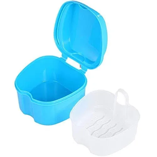 Onwon Denture Case, Denture Cup with Strainer and Lid Retainer Cleaning Soaking ...