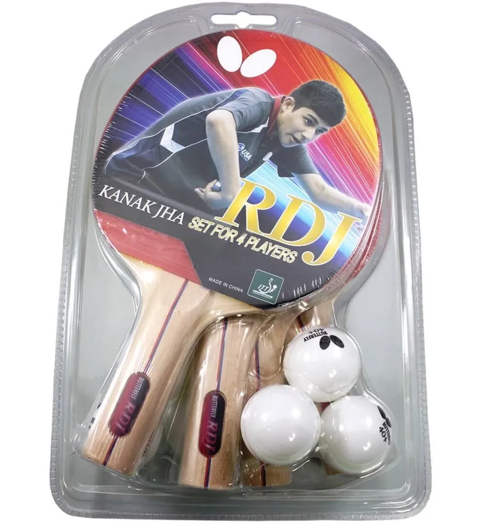 Butterfly RDJ 4-Player Table Tennis Racket & Ball Set